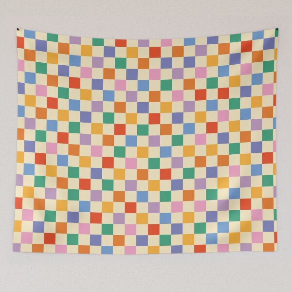 Item preview, Checkerboard Check Colorful Geometric Checked Pattern Blue Green Pink Mustard Red Beige designed and sold by SWETA HALDER.