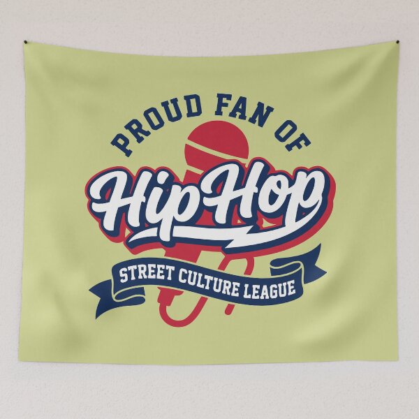 Item preview, Hip Hop Street Culture League Retro MC Microphone Vintage Navy and Red Streetwear designed and sold by Cozy-Old-Pub.