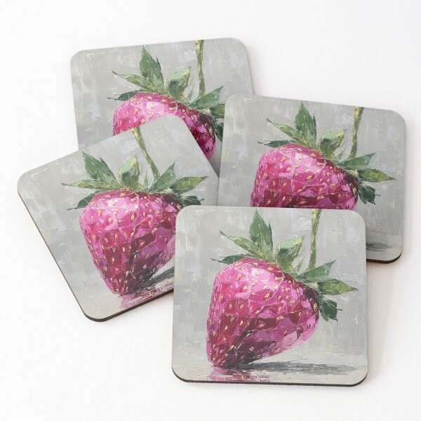 Item preview, Geometric Pink Strawberry with Thick Impasto Texture designed and sold by colorful-white.