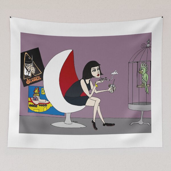 Item preview, Nostalgic Room – Aesthetic Literary Girl with Parrot Art  designed and sold by MyxaART.
