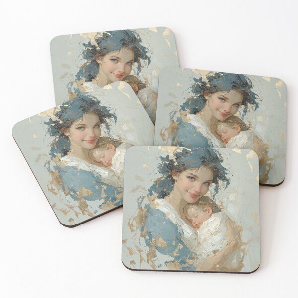 Item preview, Tender Motherhood Embrace with Gold Leaf Accents designed and sold by colorful-white.