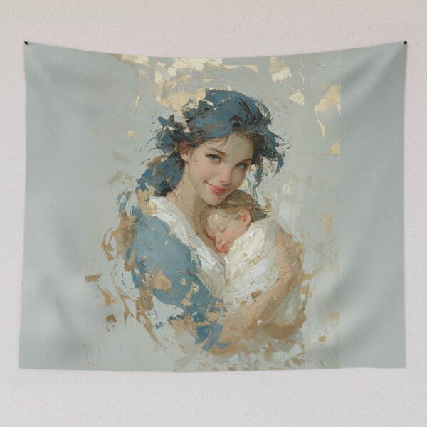 Item preview, Tender Motherhood Embrace with Gold Leaf Accents designed and sold by colorful-white.