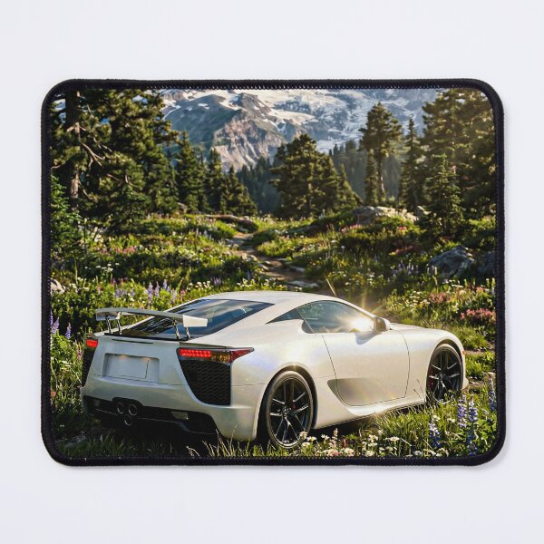 Item preview, White modern sports car in majestic mountain landscape designed and sold by RevUpDesign.