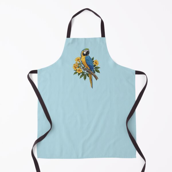 Item preview, Blue and Yellow Macaw Surrounded by Wild Orchid Flowers designed and sold by BirdsnStuff.