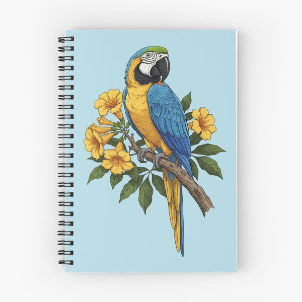 Item preview, Blue and Yellow Macaw Surrounded by Wild Orchid Flowers  designed and sold by BirdsnStuff.