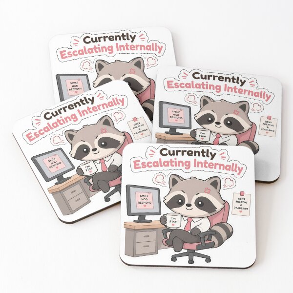 Item preview, Currently Escalating Internally Sticker – Funny Raccoon Office Worker, Sarcastic Work Humor, Cute Kawaii Animal Coworker Gift, WFH Life designed and sold by veralchhaya.