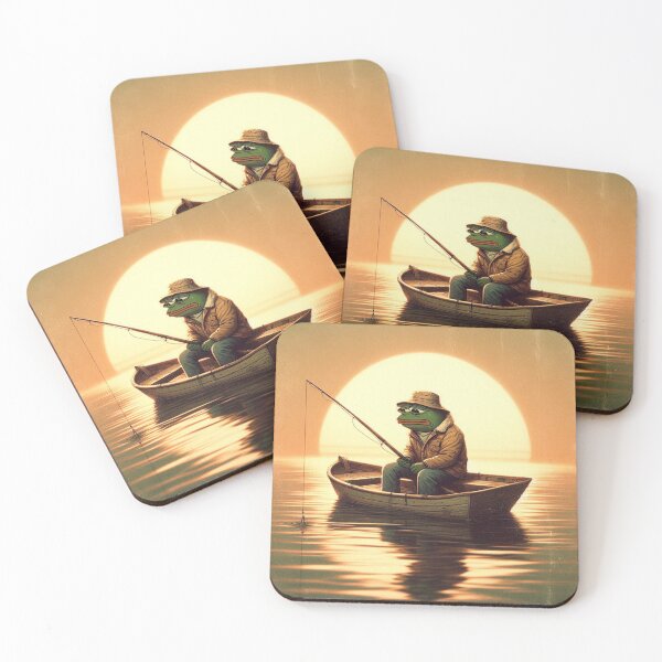 Item preview, Fishing Frog – Sunset Serenity Whimsical Art designed and sold by Dogandesighn.
