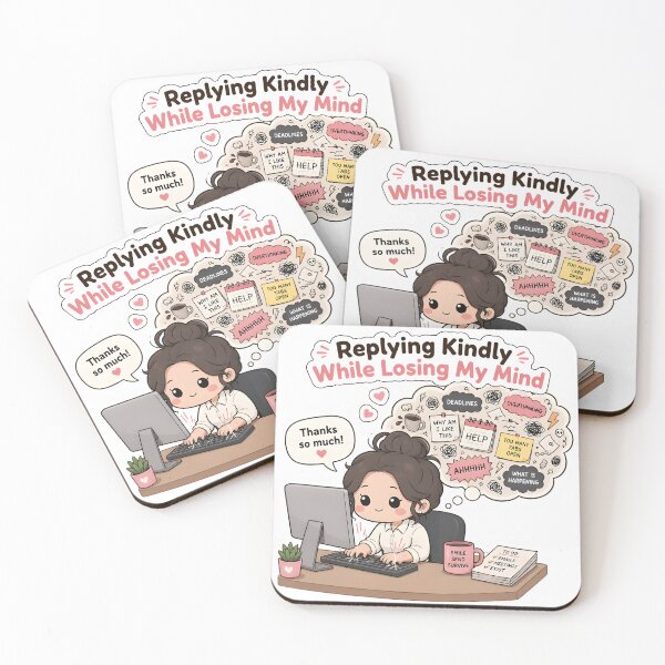 Item preview, Replying Kindly While Losing My Mind Sticker – Funny Work Humor, Sarcastic Office Worker Gift, Cute Chibi Girl, Overwhelmed Employee, WFH Life designed and sold by veralchhaya.