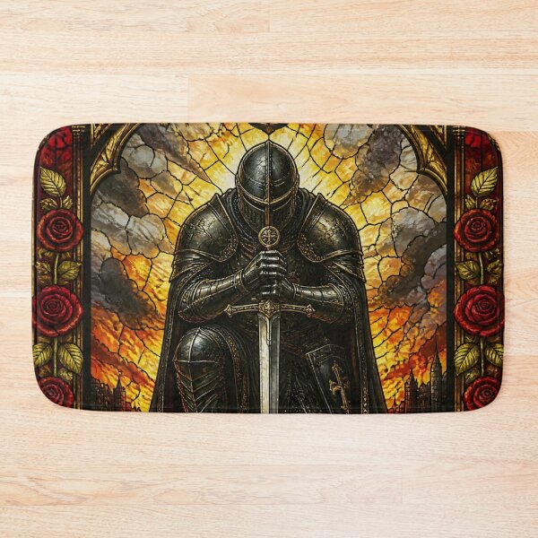 Item preview, Stained Glass Inspired Roses Crusader Knight Templar Kneeing designed and sold by GrinGalore.