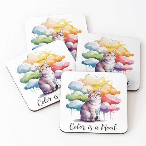 Item preview, Watercolor Cat Rainbow Clouds Shirt – Cute Artistic Cat Lover Design designed and sold by Biedroneczka.