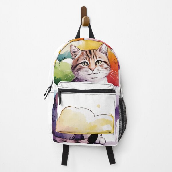 Item preview, Watercolor Cat Rainbow Clouds Shirt – Cute Artistic Cat Lover Design designed and sold by Biedroneczka.