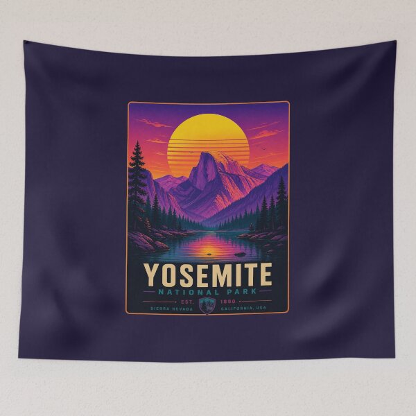 Item preview, Yosemite National Park Retro Sunset – Vintage Nature Travel Shirt designed and sold by ThreadTheory976.