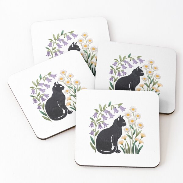Item preview, Embroidered Black Cat Cottagecore Cute Cat designed and sold by sailorjessiArt.