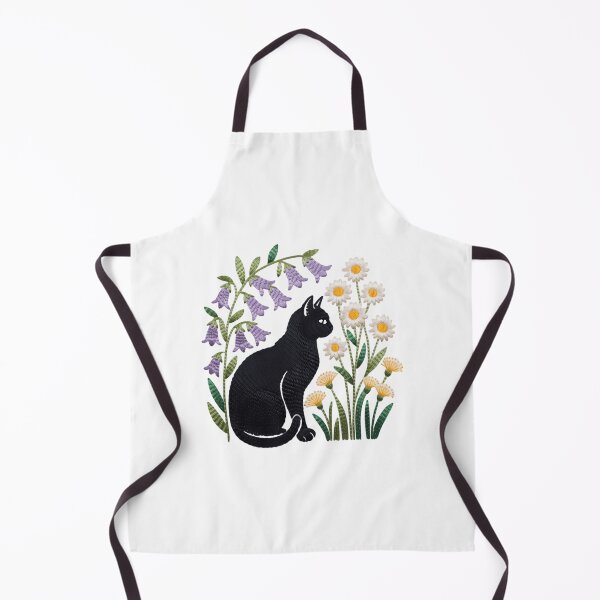Item preview, Embroidered Black Cat Cottagecore Cute Cat designed and sold by sailorjessiArt.