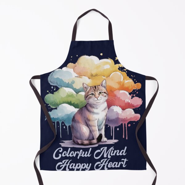 Item preview, Colorful Mind Happy Heart - Watercolor Cat Rainbow Clouds Shirt – Cute Artistic Cat Lover Design designed and sold by Biedroneczka.