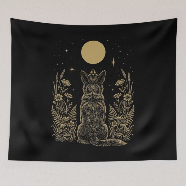 Item preview, Lancashire Heeler Moon Night Flower Minimalist Boho Dog Lover designed and sold by DoodleTortle.