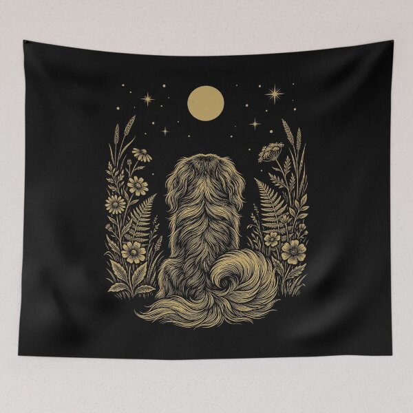 Item preview, Pekingese Moon Night Flower Minimalist Boho Dog Lover designed and sold by DoodleTortle.