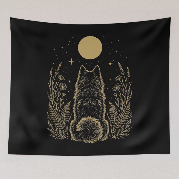 Item preview, Pomsky Moon Night Flower Minimalist Boho Dog Lover designed and sold by DoodleTortle.