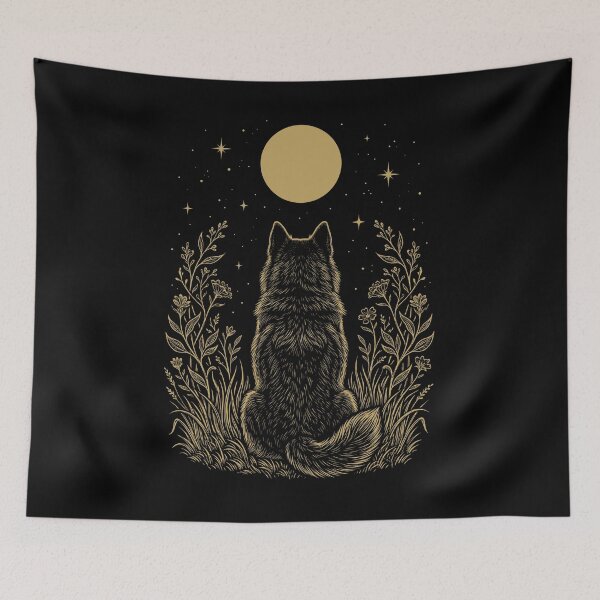 Item preview, Schipperke Moon Night Flower Minimalist Boho Dog Lover designed and sold by DoodleTortle.