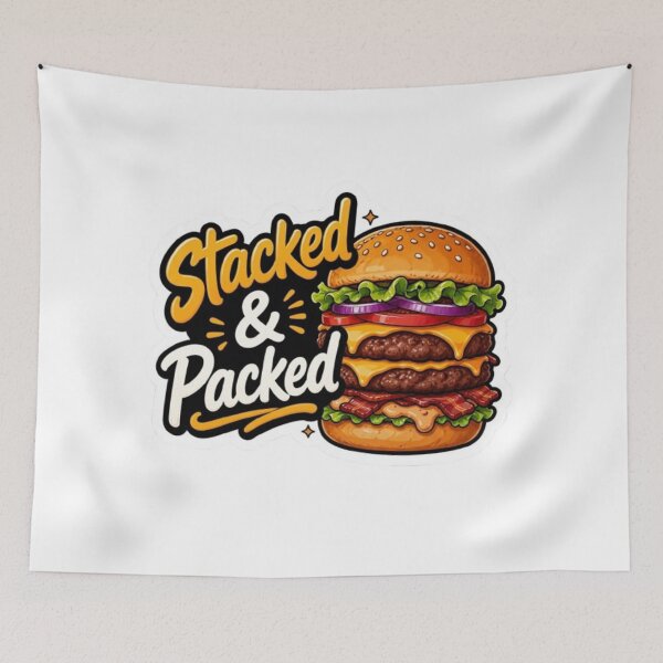 Item preview, Stacked & Packed Burger – Juicy Fast Food Illustration designed and sold by WX-ST.