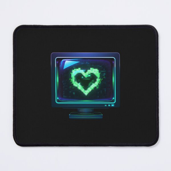 Item preview, Neon Pixel Heart CRT Monitor - Retro Tech Gift Art designed and sold by RetroWaveArtCo.