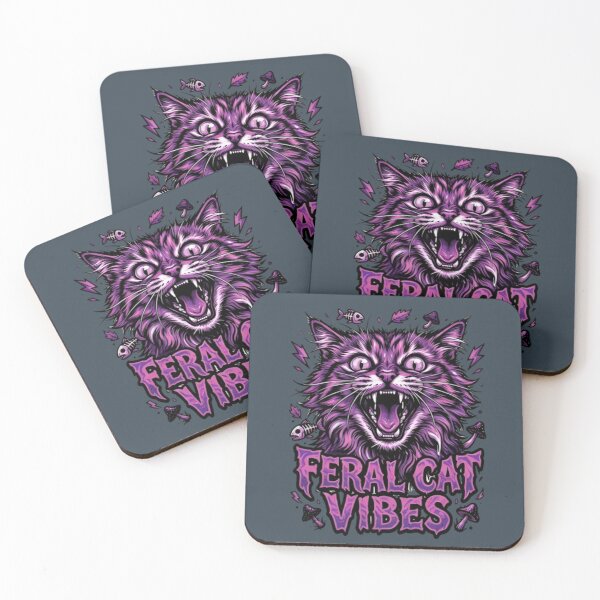 Item preview, Feral Cat Vibes Funny Cat Meme Sticker & Shirt designed and sold by ZyxDes.