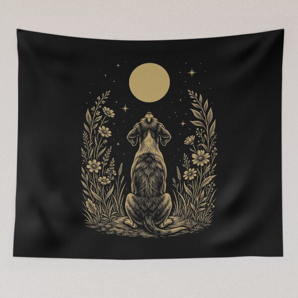 Item preview, Treeing Walker Coonhound Moon Night Flower Minimalist Boho Dog Lover designed and sold by DoodleTortle.