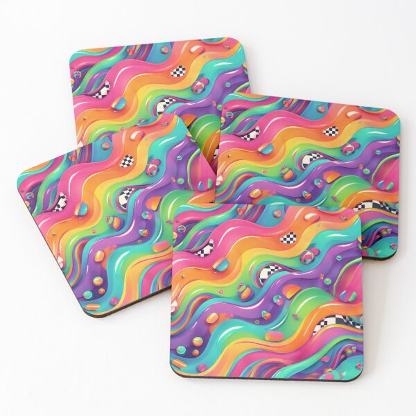 Item preview, Retro Neon Wavy Vibes Pattern designed and sold by InkspiredCreation.