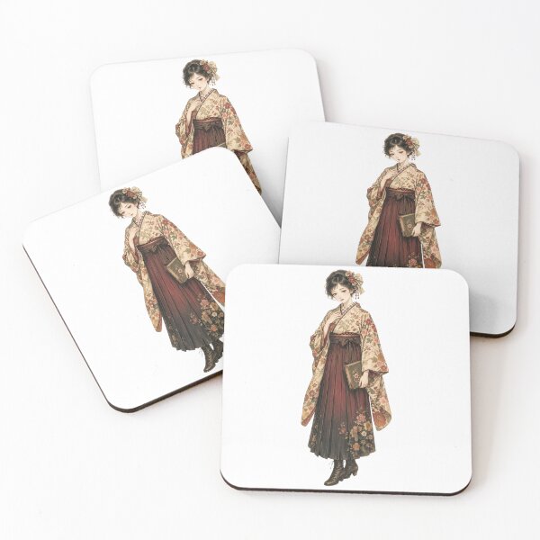 Item preview, Taisho Era Japanese Girl Sticker – Vintage Kimono Hakama Woman, Retro Aesthetic, Elegant Illustration designed and sold by Astral Japan.