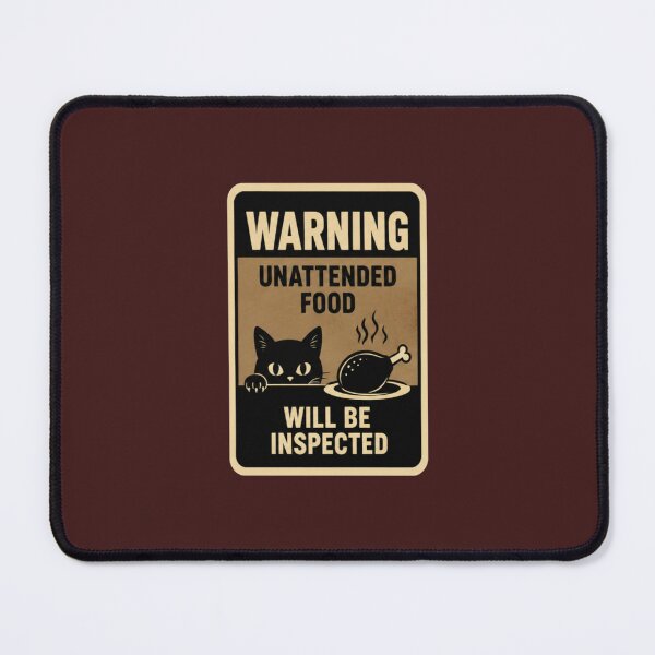 Item preview, Warning Unattended Food Will Be Inspected Funny Cat Food Security Design designed and sold by Mindworx21.