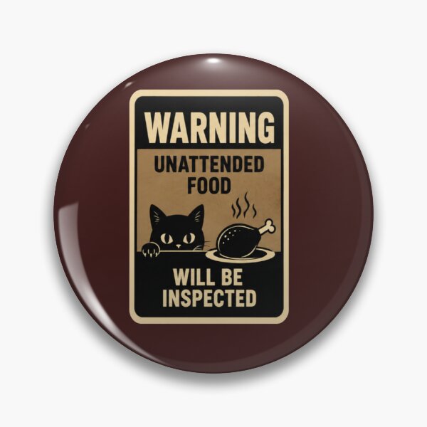 Item preview, Warning Unattended Food Will Be Inspected Funny Cat Food Security Design designed and sold by Mindworx21.