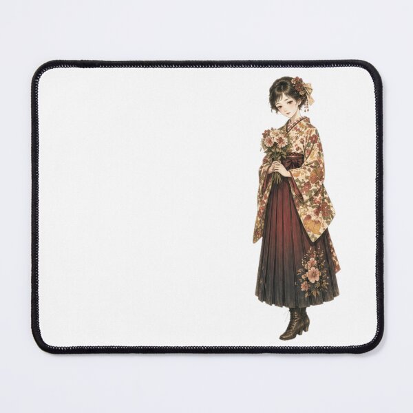 Item preview, Taisho Era Japanese Girl Sticker – Floral Kimono Hakama Woman, Vintage Retro Aesthetic Illustration designed and sold by Astral Japan.