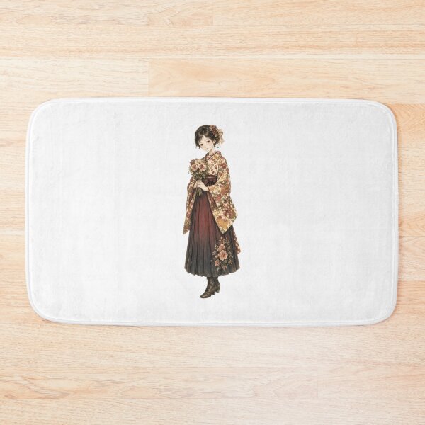 Item preview, Taisho Era Japanese Girl Sticker – Floral Kimono Hakama Woman, Vintage Retro Aesthetic Illustration designed and sold by Astral Japan.