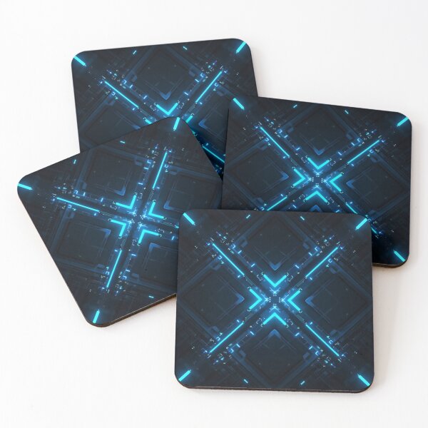 Item preview, Cyber Neon Blue Grid Pattern designed and sold by InkspiredCreation.