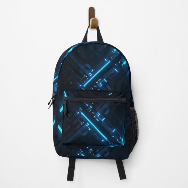 Item preview, Cyber Neon Blue Grid Pattern designed and sold by InkspiredCreation.