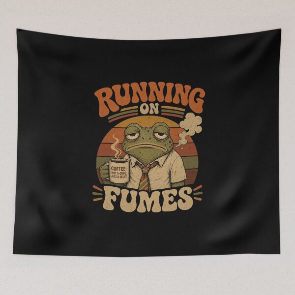Item preview, Tired Frog Running on Fumes - Coffee Humor Vintage Retro designed and sold by mikoala50.