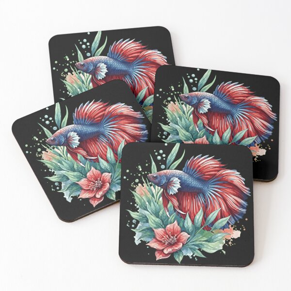 Item preview, Majestic Betta Fish Watercolor Art - Siamese Fighting Fish with Floral Elements designed and sold by haitrieuic96.
