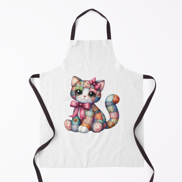 Item preview, Pink Bow Patchwork Cat - Adorable Floral Quilt Kitten Art designed and sold by Pani Kara.