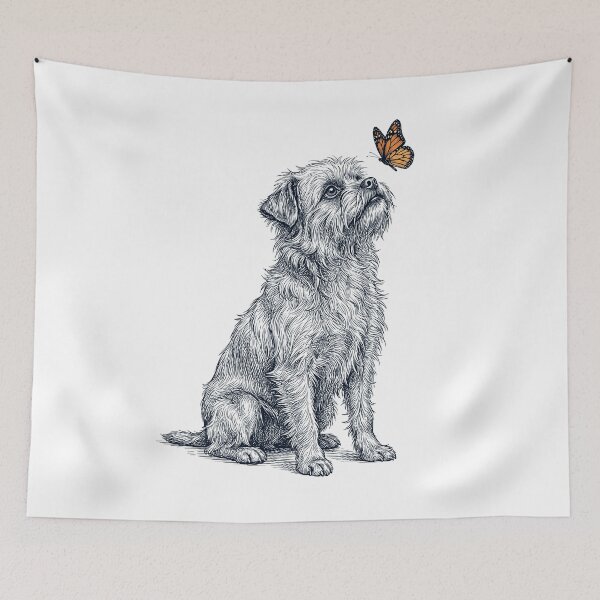Item preview, Vintage Affenpinscher with Butterfly Dog Lover designed and sold by DoodleTortle.