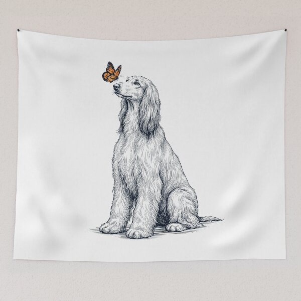 Artikelvorschau, Vintage Afghanischer Windhund mit Schmetterling für Hundeliebhaber entworfen und verkauft von DoodleTortle.