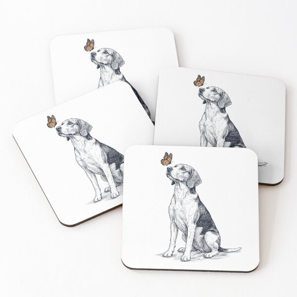 Item preview, Vintage American Foxhound with Butterfly Dog Lover designed and sold by DoodleTortle.