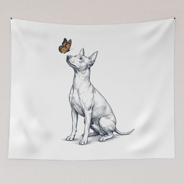 Item preview, Vintage American Hairless Terrier with Butterfly Dog Lover designed and sold by DoodleTortle.