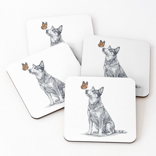 Item preview, Vintage Australian Cattle Dog with Butterfly Dog Lover designed and sold by DoodleTortle.