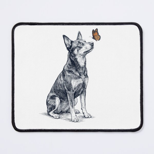 Item preview, Vintage Australian Kelpie with Butterfly Dog Lover designed and sold by DoodleTortle.