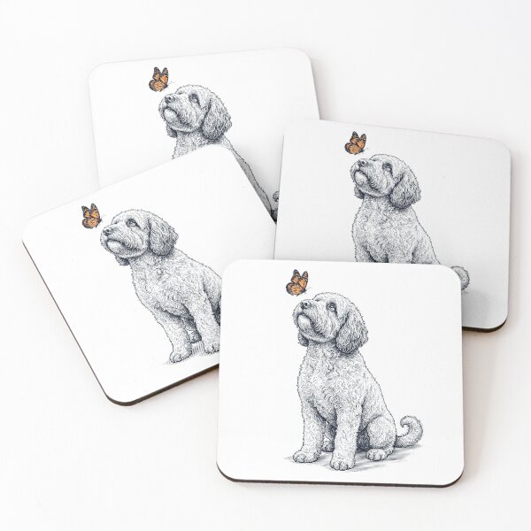 Item preview, Vintage Barbet with Butterfly Dog Lover designed and sold by DoodleTortle.