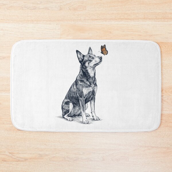 Item preview, Vintage Australian Kelpie with Butterfly Dog Lover designed and sold by DoodleTortle.