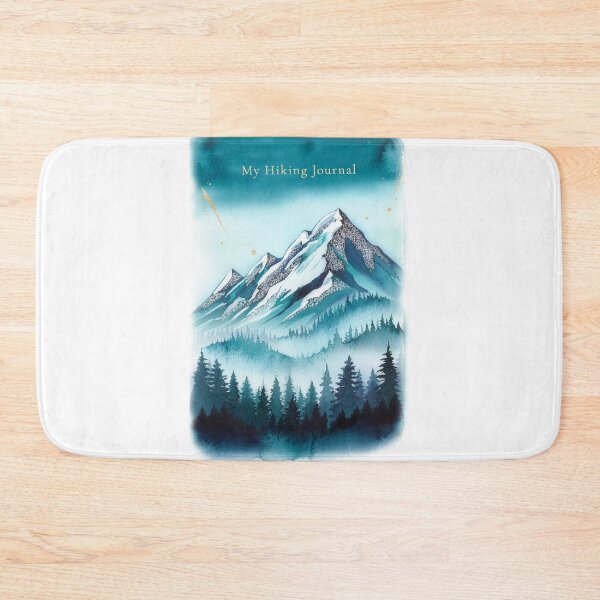 Item preview, My hiking journal mountain watercolor teal pine forest cover art designed and sold by icemanphotos.