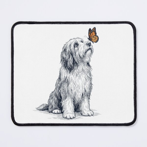 Item preview, Vintage Bearded Collie with Butterfly Dog Lover designed and sold by DoodleTortle.