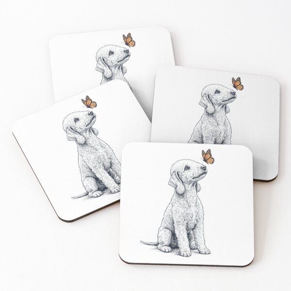 Item preview, Vintage Bedlington Terrier with Butterfly Dog Lover designed and sold by DoodleTortle.