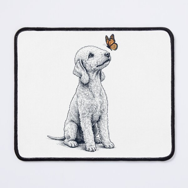 Item preview, Vintage Bedlington Terrier with Butterfly Dog Lover designed and sold by DoodleTortle.